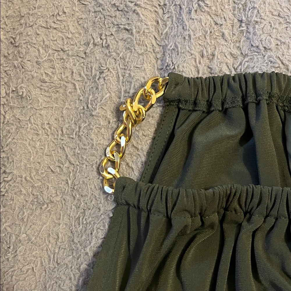 Michael Kors Olive Green Dress with Gold Accents - Picture 3 of 6